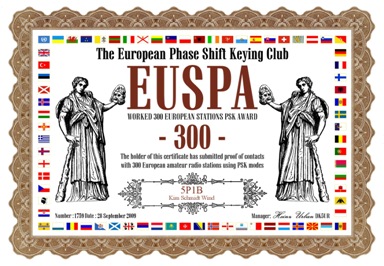 Worked 300 European amateur radio station using PSK modes